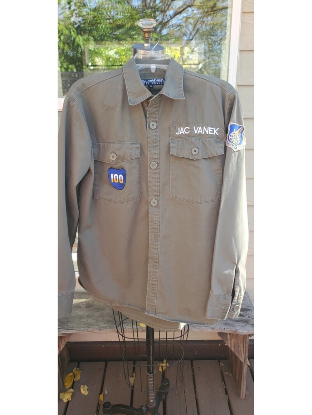 JAC VANEK Olive Button Front Long Sleeve Shirt Jacket Take Me To L.A. Mens M EUC